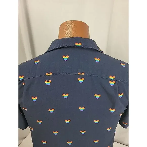 Disney Button Shirt Men's XL‎ Mickey Mouse Pride Rainbow - Picture 6 of 10